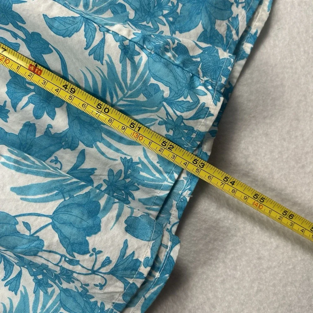 Peyton & Parker Aruba Floral Dress Layered Blue Puff Sleeve Maxi Sun Dress Sz L - Picture 9 of 10